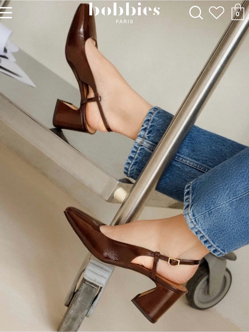 Bobbies Paris Chocolate Brown Leather Mary Jane Block Heel